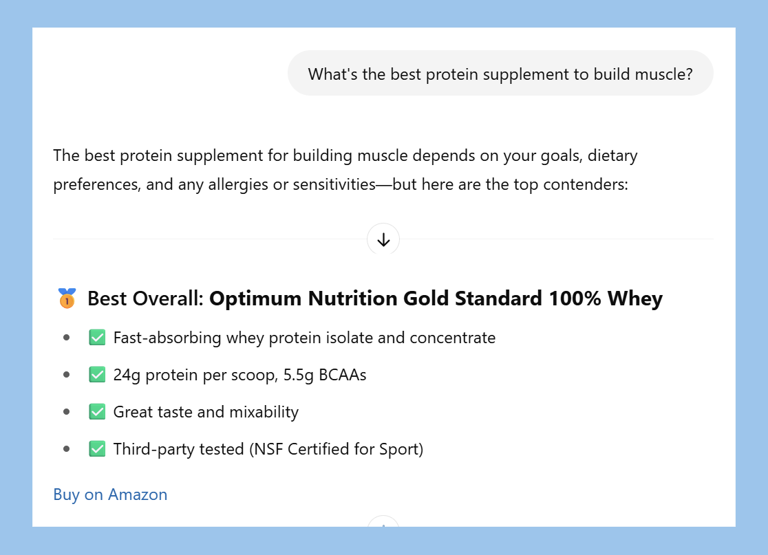 Screenshot of generative engine optimization on ChatGPT.